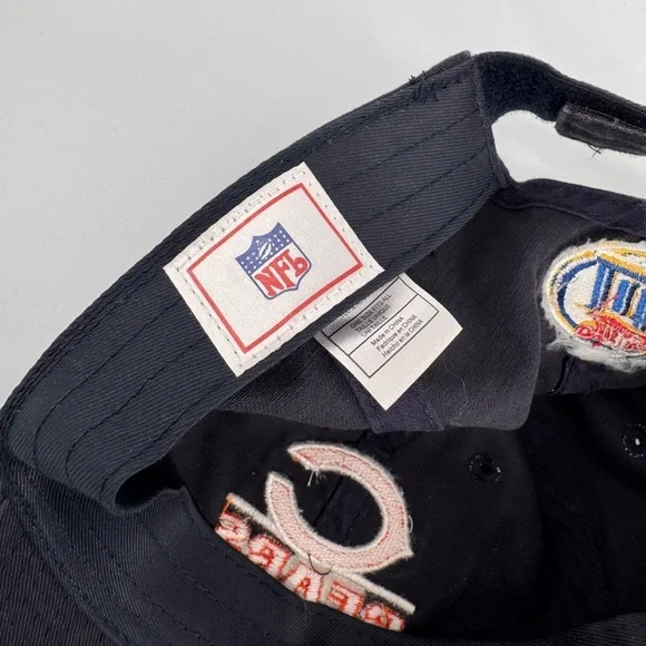 Chicago Bears NFL Team Apparel Ball Cap Nave Blue Orange Adjustable Hat - Picture 4 of 5